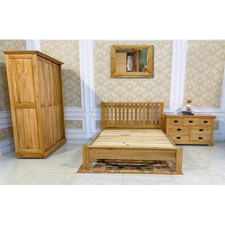 Chunky 1m4 x 2m : Giường Ngủ Gỗ Sồi - Nan Dọc